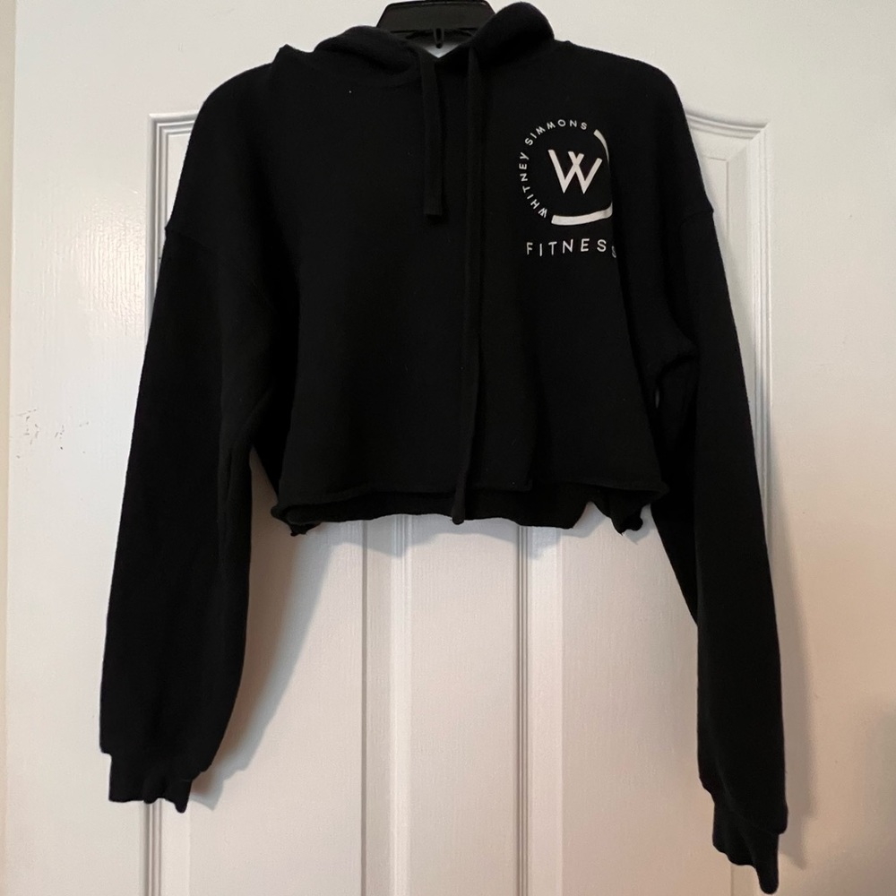 Whitney Simmons black cropped hoodie
